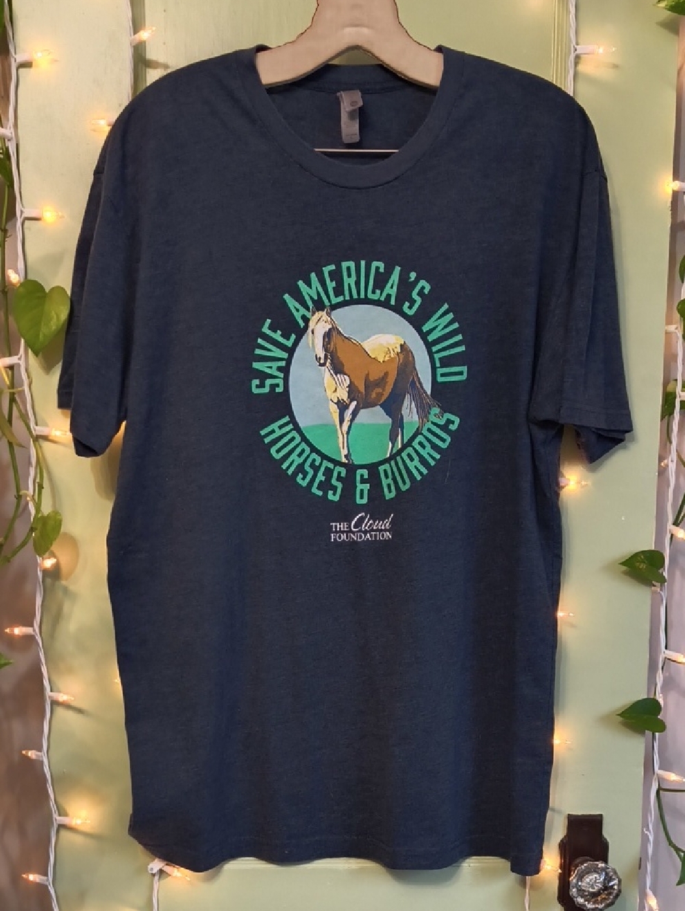 Women's Next Level Apparel Save Wild Horses America Cloud Foundation Blue L